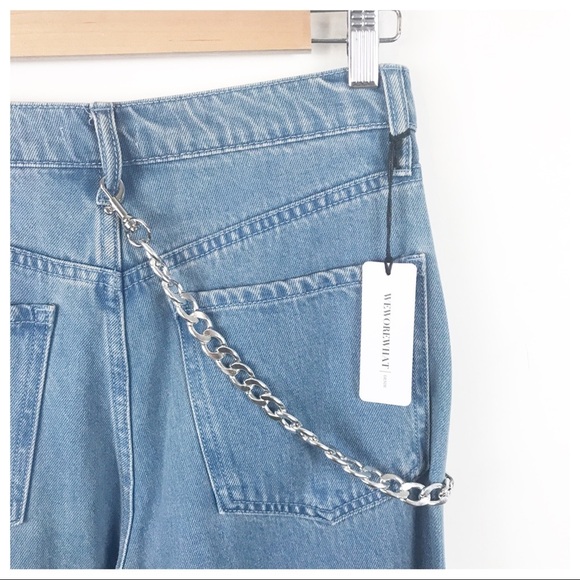 NWT WeWoreWhat Crossover Straight Leg Chain Jean Size 26 - Picture 8 of 13